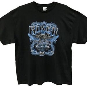 🛍 Men's Motorcycle Biker Forever Live the Life USA w Eagle T Shirt Black Sz L